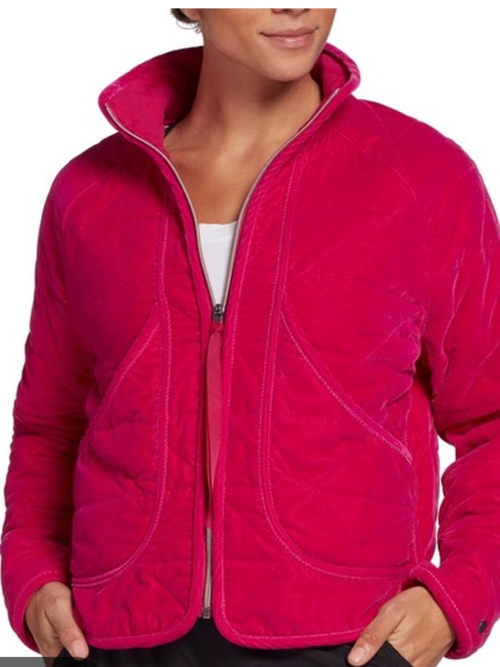 Calia Full Zip Vibrant Pink Quilted Oversized Jacket Small